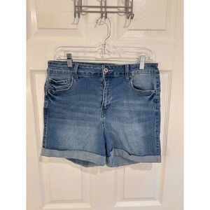 Wax Jean Butt, I Lovou! Denim Shorts‎ Women's 1XL Blue Cuffed Hem Casual